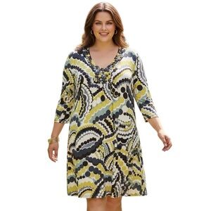 Boden Embellished Shift Dress 3/4 Sleeves Retro Women's Plus Size 18